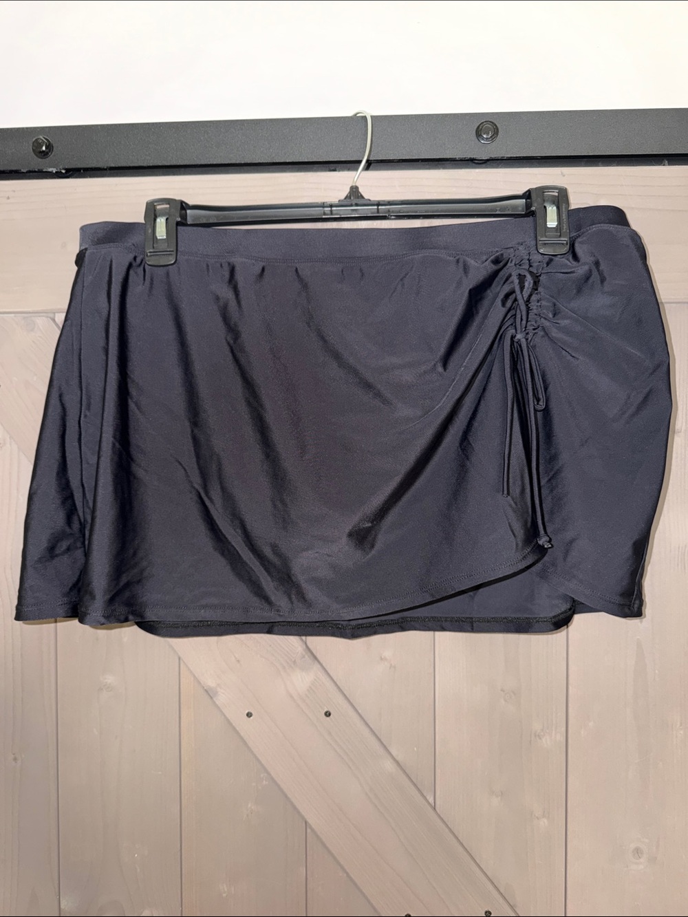 Black Ruched Side Swim Mini Skirt